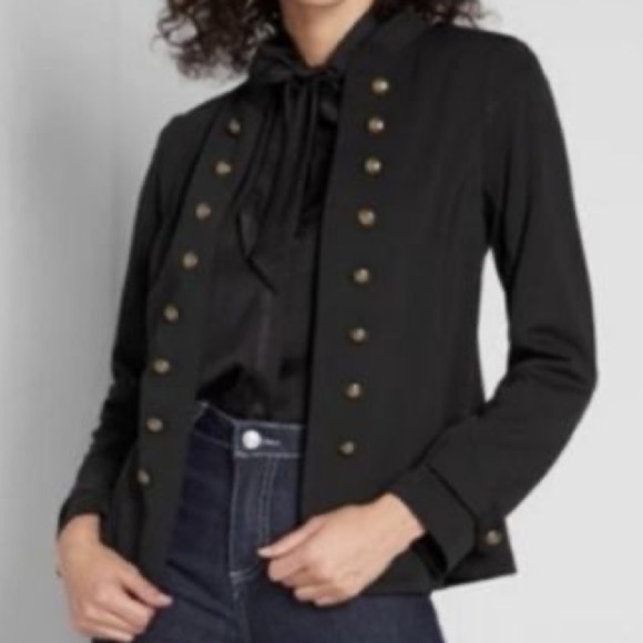 NWOT. XL. Military inspired blazer stretch buttons. Puff sleeve - Picture 2 of 13